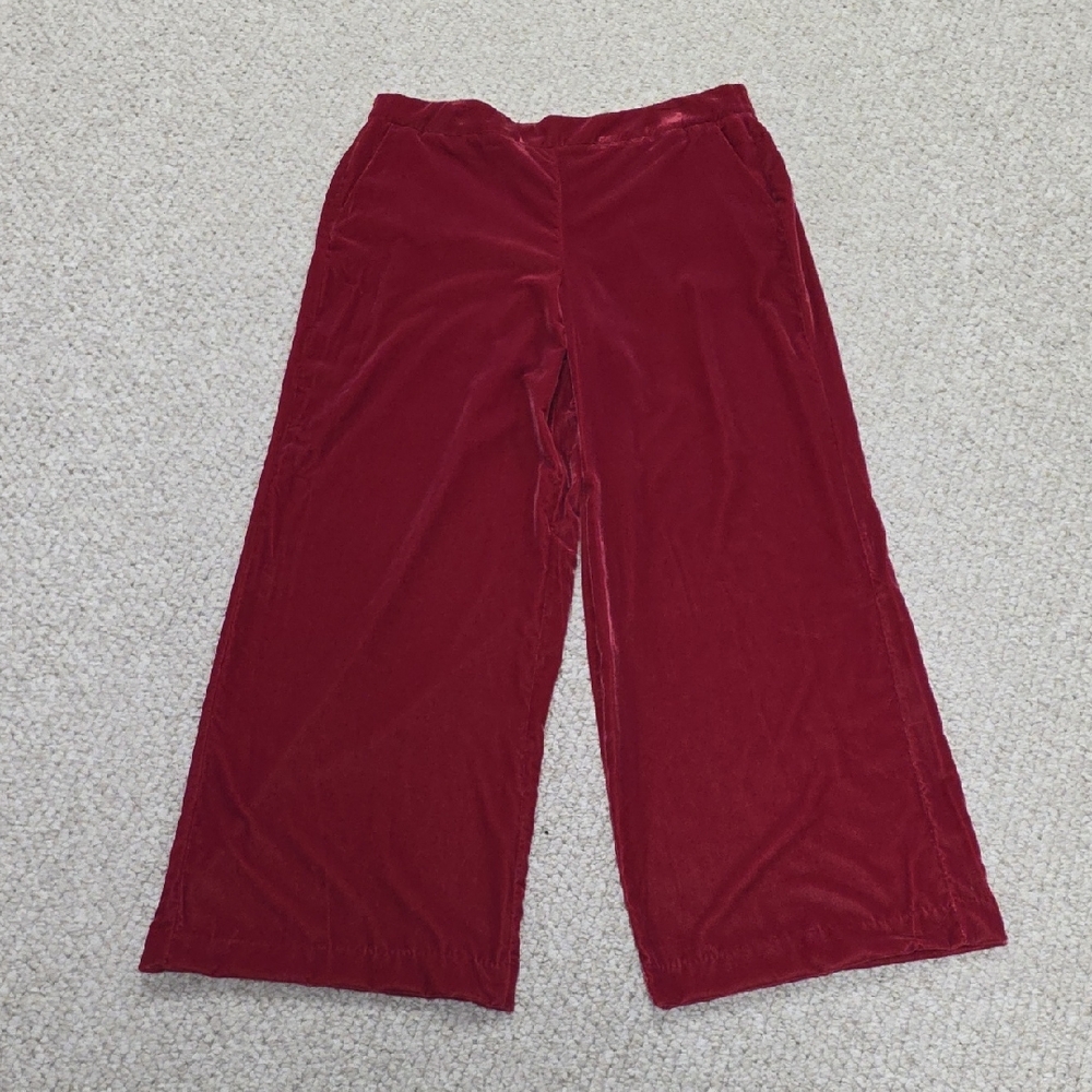 Wide Leg Mid Rise Velvet Pants - Picture 4 of 16